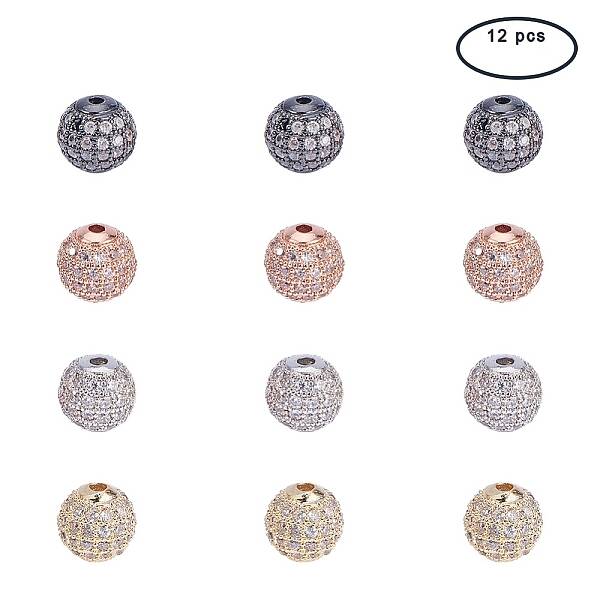 Brass Micro Pave Cubic Zirconia Beads