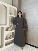 Women's Plain Shirred Flounce Sleeve Zipper Back Dress, Homecoming Dresses, Casual Longsleeves Round Neck Maxi Dress for Dail...