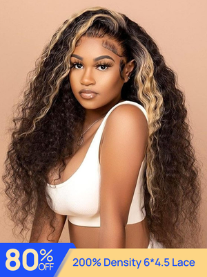 Nadula Flash Sale Balayage Black and blonde Highlights 4c Curly Hair Wig 6x4.5 Pre-Cut Lace Closure Wig