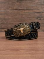 Women's Fashionable Cow Head Decorated Belt, Vintage Western Style Belt for Daily Clothing Decor, Trendy All-match & Exquisit...