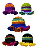 Women's Rainbow Colorblock Ribbed Knit Hat, Casual Street Warm Fisherman Hat for Fall & Winter, Fashion Accessories for Women...