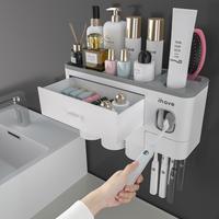 iHave Toothbrush Holders for Bathrooms, 3 Cups Toothbrush Holder Wall Mounted with Toothpaste Dispenser - Large Capacity Tray...
