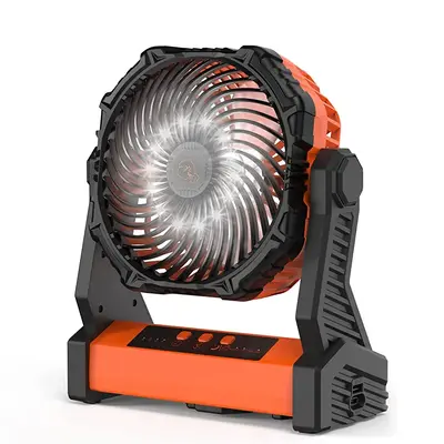 Camping Fan with LED Light & Hook, Rechargeable Battery Operated Outdoor Fan, Personal USB Desk Fan for Camping Tent Travel J...