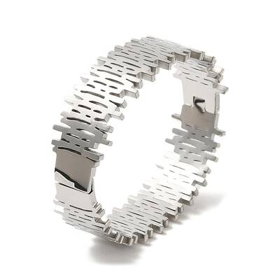 Vertical Stripes Hollow 304 Stainless Steel Bangles for Wmen