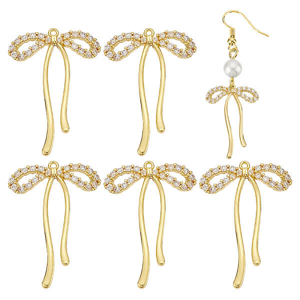 6Pcs Brass with Rhinestone Pendants