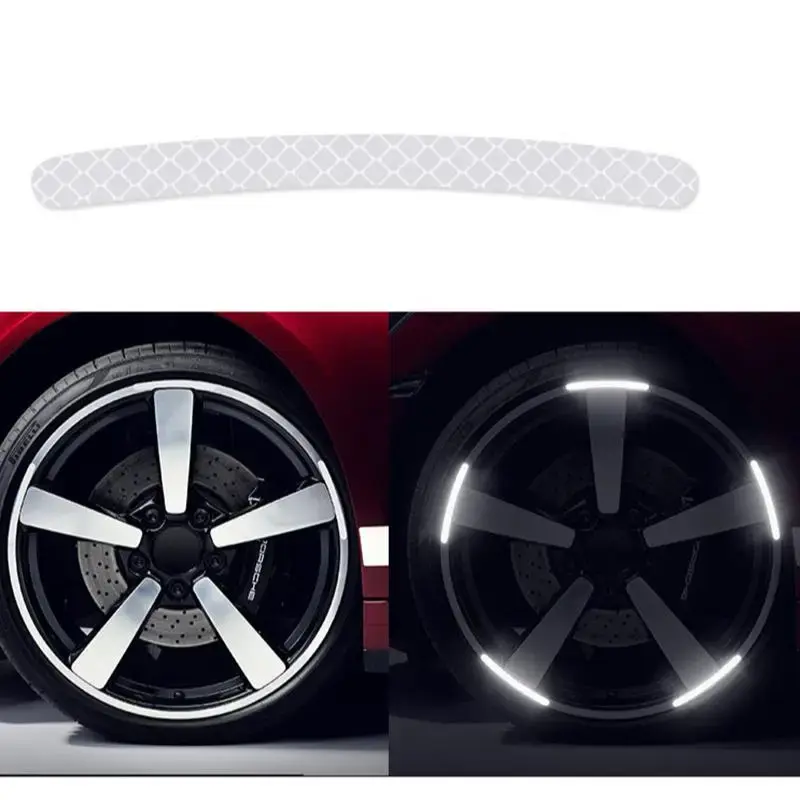 20pcs Car Wheel Hub Reflective Sticker, Car Wheel Hub Luminous Safety Reflective Strip, Creative Decoration Reflective Sticke...