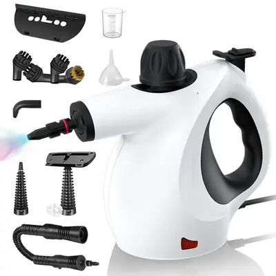 KISPOY Pressurized Handheld Multi-Surface Natural Steam Cleaner with 12pcs Accessories for Home, Floor, Kitchen & Car Cleanin...