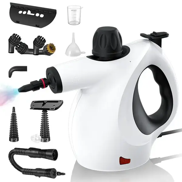 KISPOY Pressurized Handheld Multi-Surface Natural Steam Cleaner with 12pcs Accessories for Home, Floor, Kitchen & Car Cleanin...