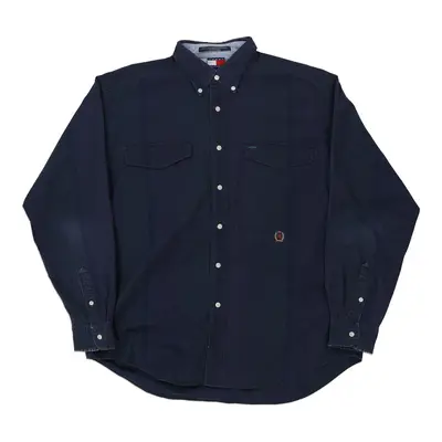 Tommy Hilfiger Striped Shirt - Large Navy Cotton