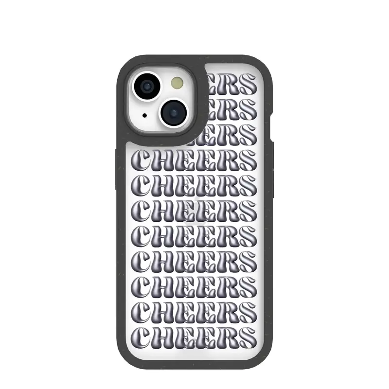 Clear Cheers iPhone 15 Case With Black Ridge