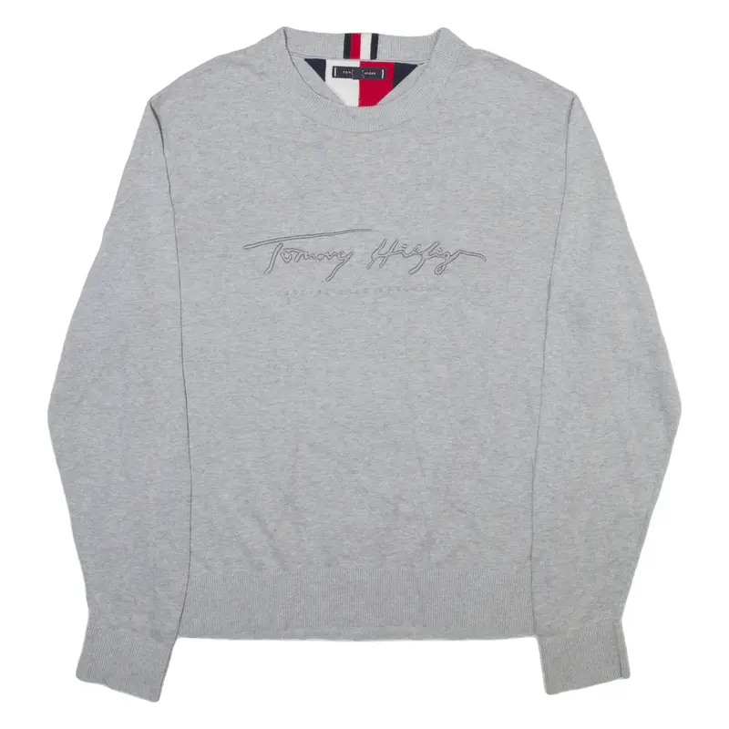 TOMMY HILFIGER Mens Jumper Grey Tight Knit 2XL