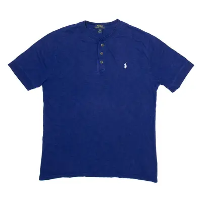 POLO RALPH LAUREN Button Up Mens T-Shirt Blue Button Neck XL