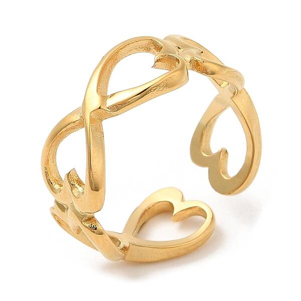 304 Stainless Steel Hollow Open Cuff Rings for Women