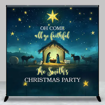 Aperturee Moon Night Nativity Custom Name Christmas Backdrop - Aperturee