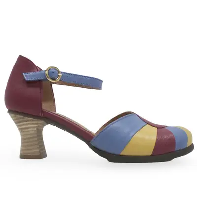 Fly London BESH087FLY Mousse Leather Women's Heels Shoes - Berry Blue Bumblebee - Size:US 6-6.5 Women