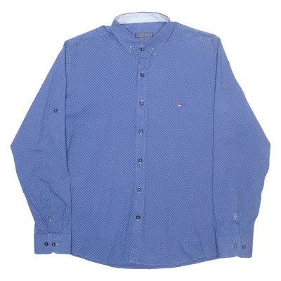 TOMMY HILFIGER Mens Plain Shirt Blue Long Sleeve XL