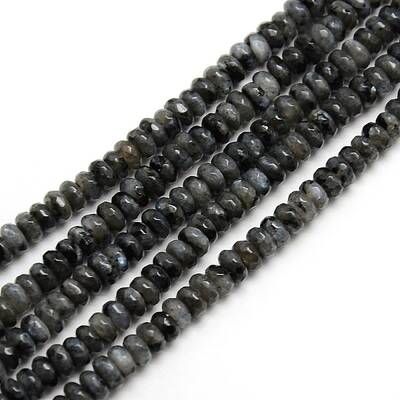 Faceted Natural Labradorite Rondelle Bead Strands
