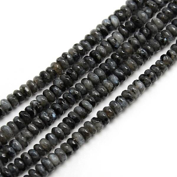 Faceted Natural Labradorite Rondelle Bead Strands