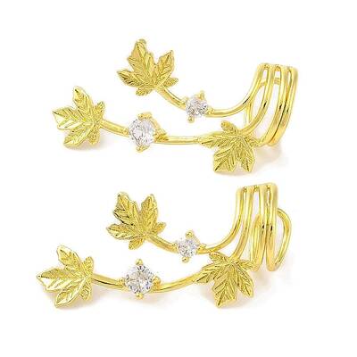 Brass Micro Pave Clear Cubic Zirconia Cuff Earrings for Women