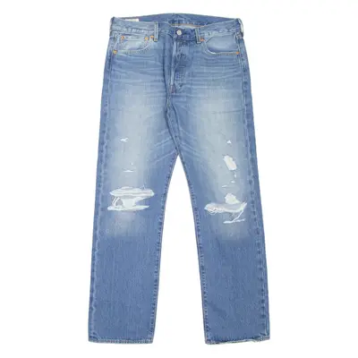 LEVI'S 501 Jeans 150th Anniversary Edition Distressed Mens Blue Straight W34 L32
