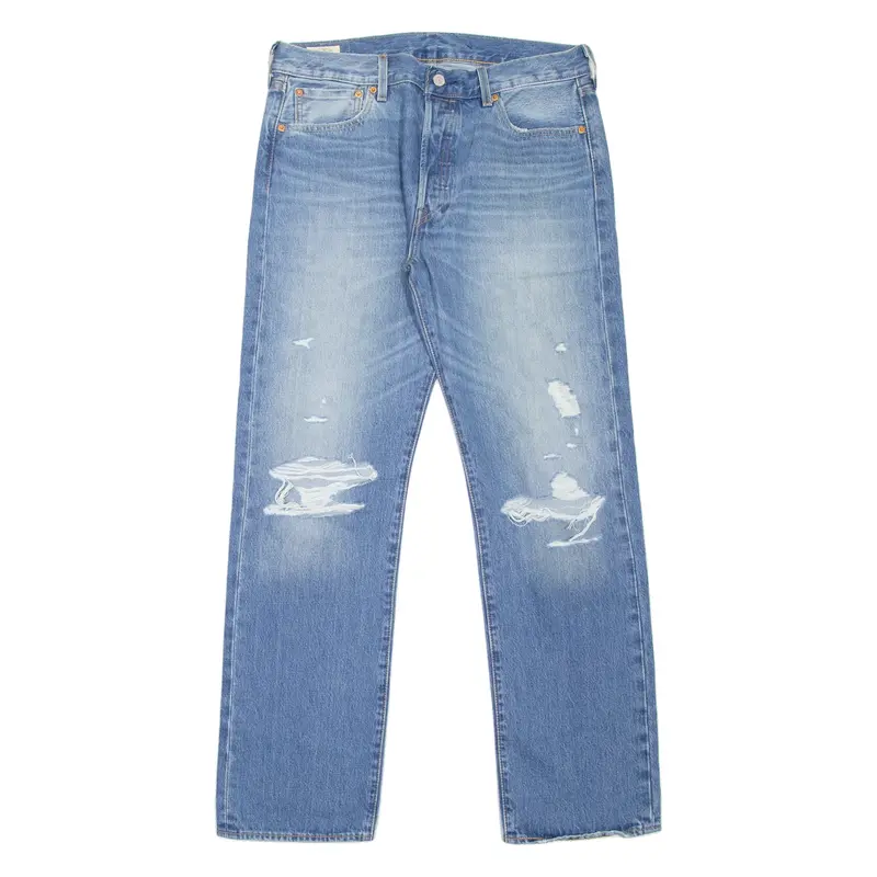 LEVI'S 501 Jeans 150th Anniversary Edition Distressed Mens Blue Straight W34 L32