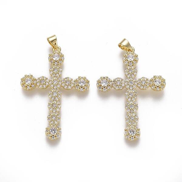 Brass Micro Pave Cubic Zirconia Pendants