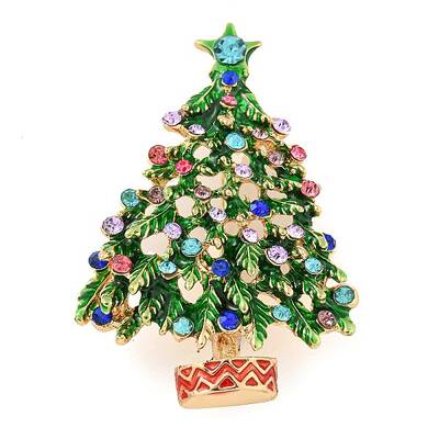 Christmas Tree Theme Zinc Alloy with Rhinestone Brooches