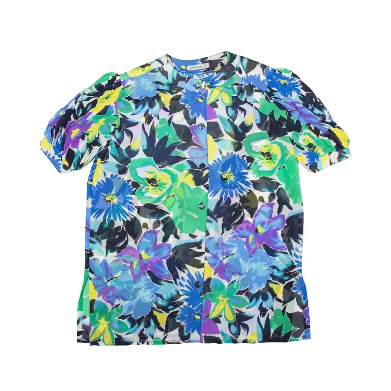 HARBOB Blouse Blue Floral Short Sleeve Womens UK 18