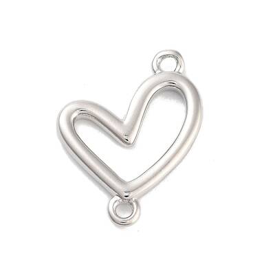 Rack Plating Brass Love Heart Connector Charms