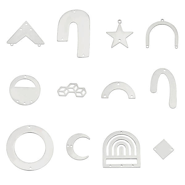 12Pcs 12 Style 201 Stainless Steel Chandelier Component Links
