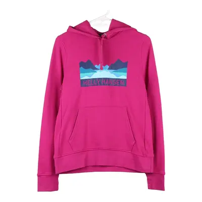 Helly Hansen Graphic Hoodie - Small Pink Cotton