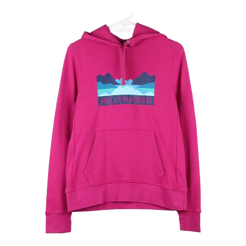 Helly Hansen Graphic Hoodie - Small Pink Cotton