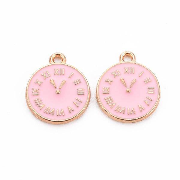 Clock Alloy Enamel Pendants
