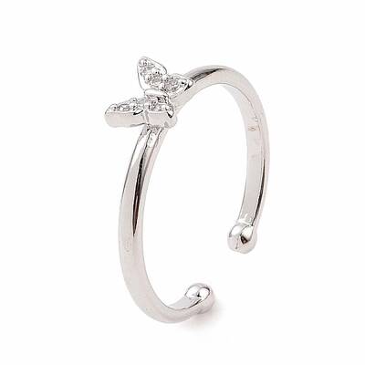 Clear Cubic Zirconia Butterfly Open Cuff Ring