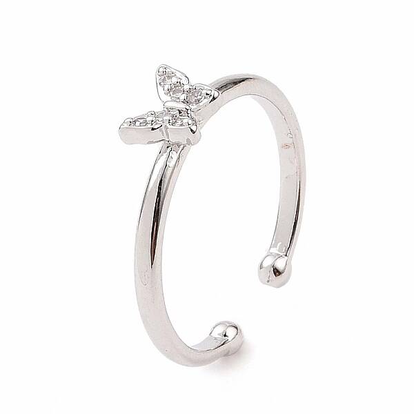 Clear Cubic Zirconia Butterfly Open Cuff Ring