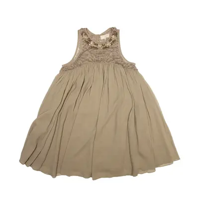 MOULNETTE SOEURS Tulle Shift Dress Beige Sleeveless Knee Length Womens UK 8