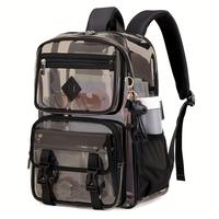 Clear Backpack with Multiple Pockets for School, Travel, and Work – Stylish and Durable Organizer with Front Zipper Compart...