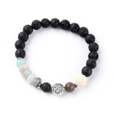 Natural Lava Rock Beads Stretch Bracelets