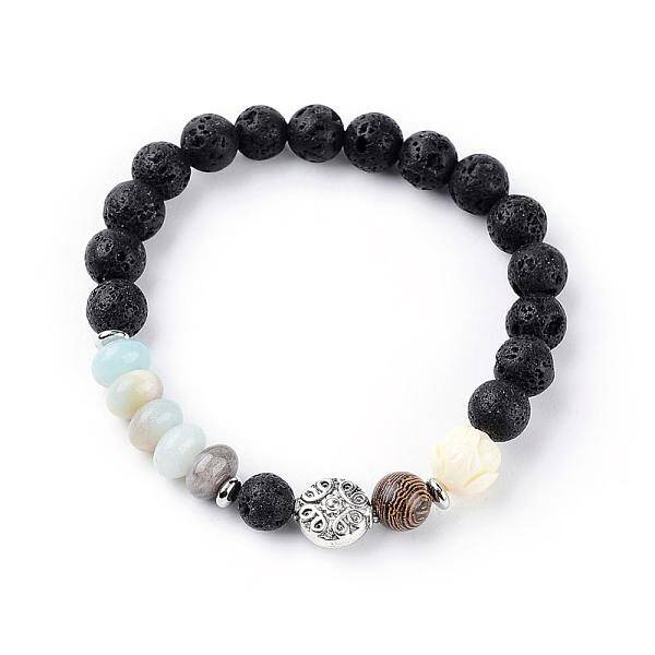 Natural Lava Rock Beads Stretch Bracelets