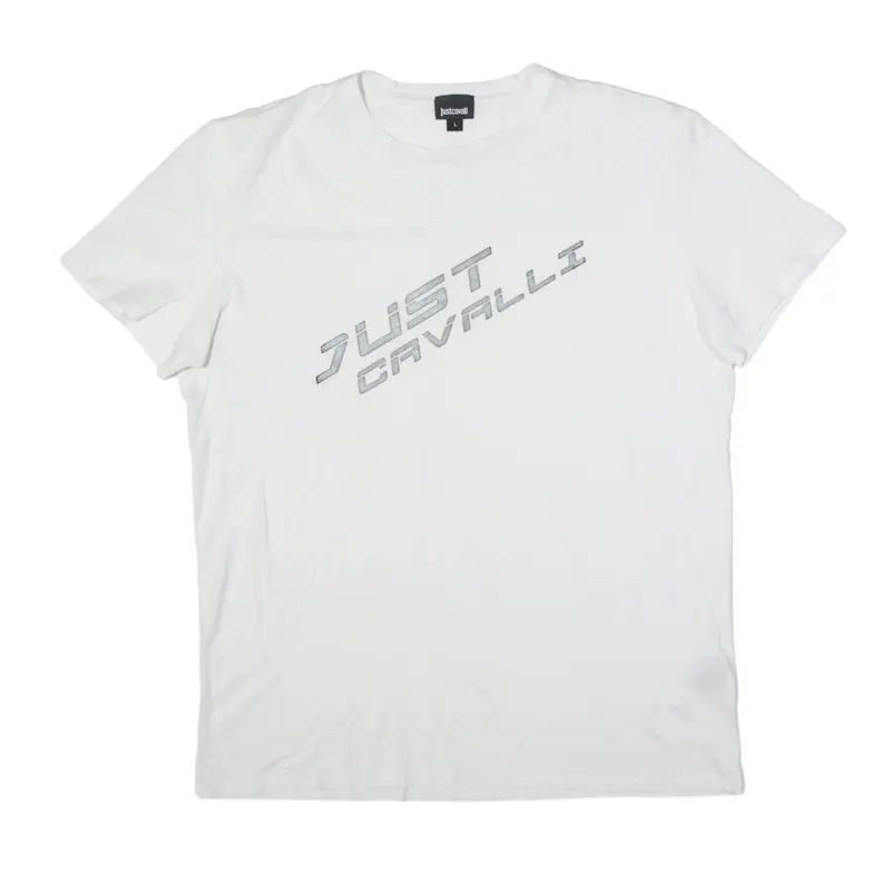JUST CAVALLI T-Shirt White Short Sleeve Womens L