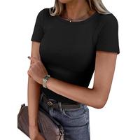 ANRABESS Women Short Sleeve Tops Crewneck Rib Knit Slim Fit Shirts Basic Tee 2025 Summer Casual T-Shirt Trendy Clothes Soft T...