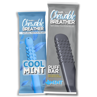 Extra Cool Mint PuffBar and Chewer for Hand Fidget Relief to Help Quit Vaping and Quit Smoking Naturally with Essential Oil B...
