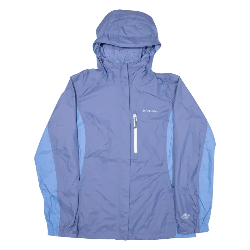 COLUMBIA Omni-Tech Womens Rain Jacket Blue Hooded L