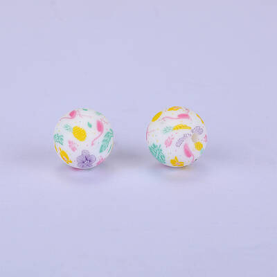 Printed Round Silicone Focal Beads