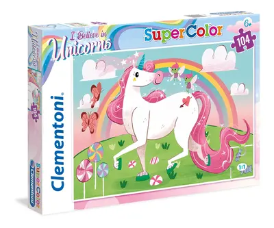 Clementoni, SuperColor, I Believe In Unicorns, Puzzle, For Girls, 6+ Years, 104 pcs