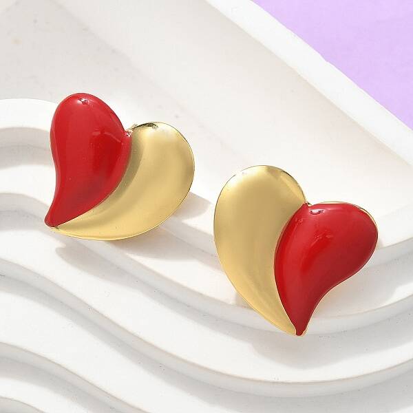 Heart 304 Stainless Steel Stud Earrings