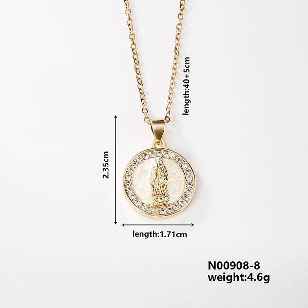 Cute Brass Micro Pave Clear Cubic Zirconia Pendant Necklaces for Women