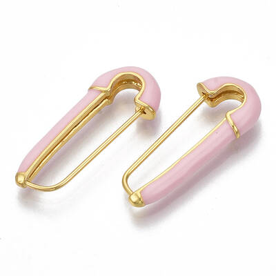 Brass Enamel Safety Pins Earrings