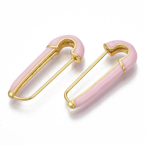 Brass Enamel Safety Pins Earrings