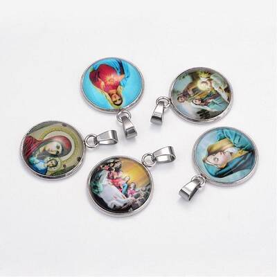 Virgin Mary Theme Glass Pendants